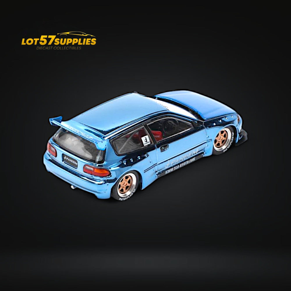 (Pre-Order) Pop Race Pandem Civic EG6 Blue Chrome 1:64 (ONLINE ORDER ONLY)