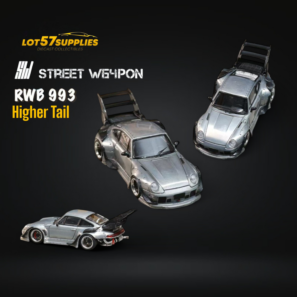 (Pre-Order) Street Weapon Porsche RWB 993 Raw Varnish Color High Wing 1:64 (ONLINE ORDER ONLY)
