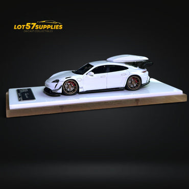 Error404 X Zephyr Designz Taycan in White with Roof Box 1:64 (ONLINE ORDER ONLY)