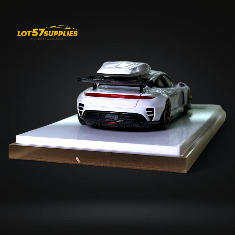 Error404 X Zephyr Designz Taycan in White with Roof Box 1:64 (ONLINE ORDER ONLY)