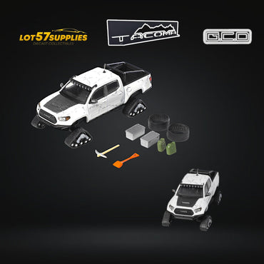 (Pre-Order) GCD Toyota TACOMA SNOW VERSION in White & 3PMSF Tires 1:64 (ONLINE ORDER ONLY)