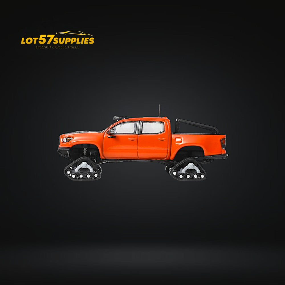 (Pre-Order) GCD Toyota TACOMA SNOW VERSION in Orange Red & 3PMSF Tires 1:64 (ONLINE ORDER ONLY)