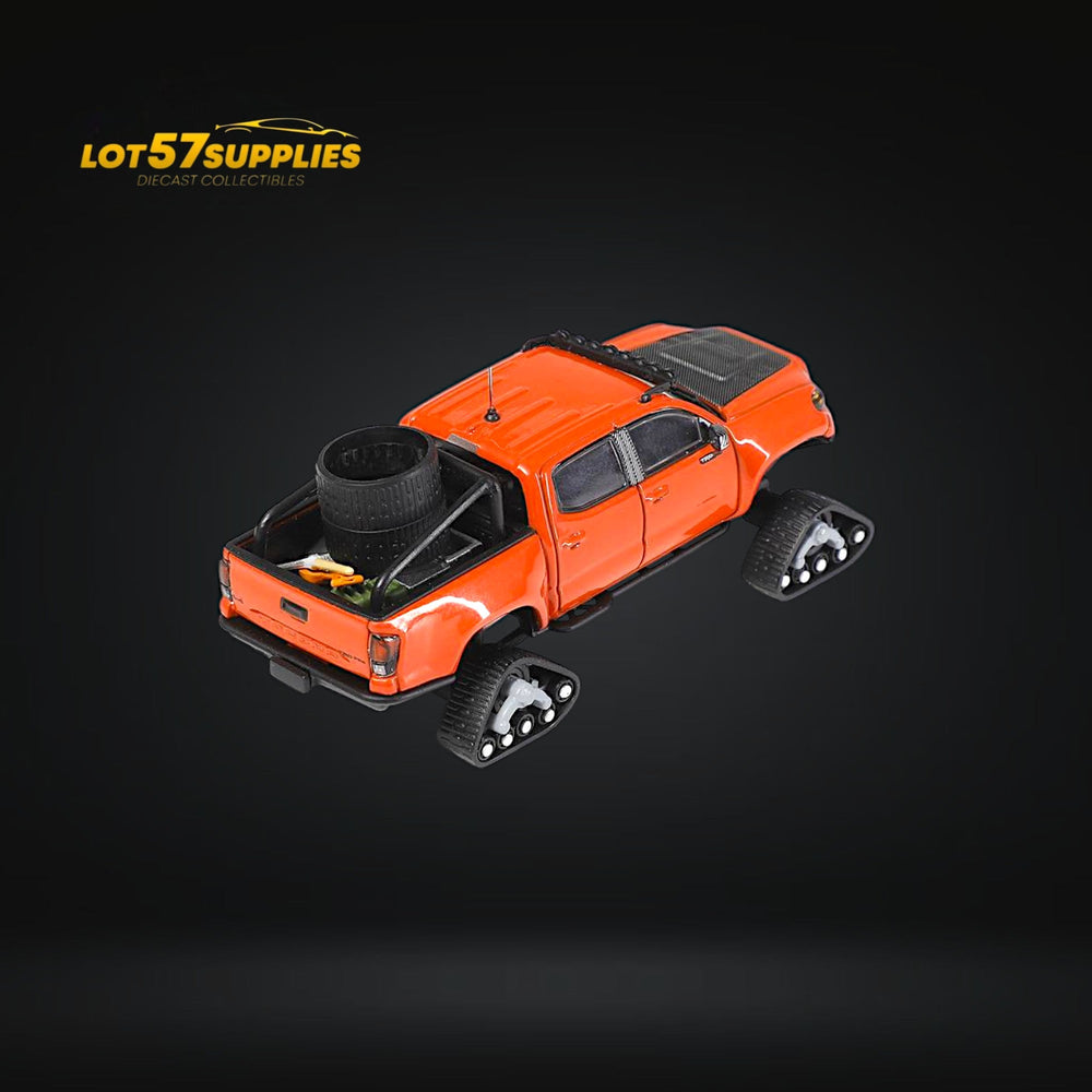 (Pre-Order) GCD Toyota TACOMA SNOW VERSION in Orange Red & 3PMSF Tires 1:64 (ONLINE ORDER ONLY)
