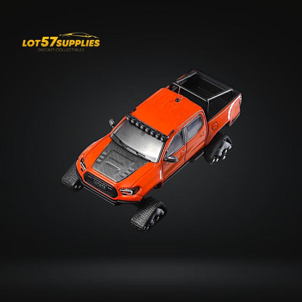 (Pre-Order) GCD Toyota TACOMA SNOW VERSION in Orange Red & 3PMSF Tires 1:64 (ONLINE ORDER ONLY)
