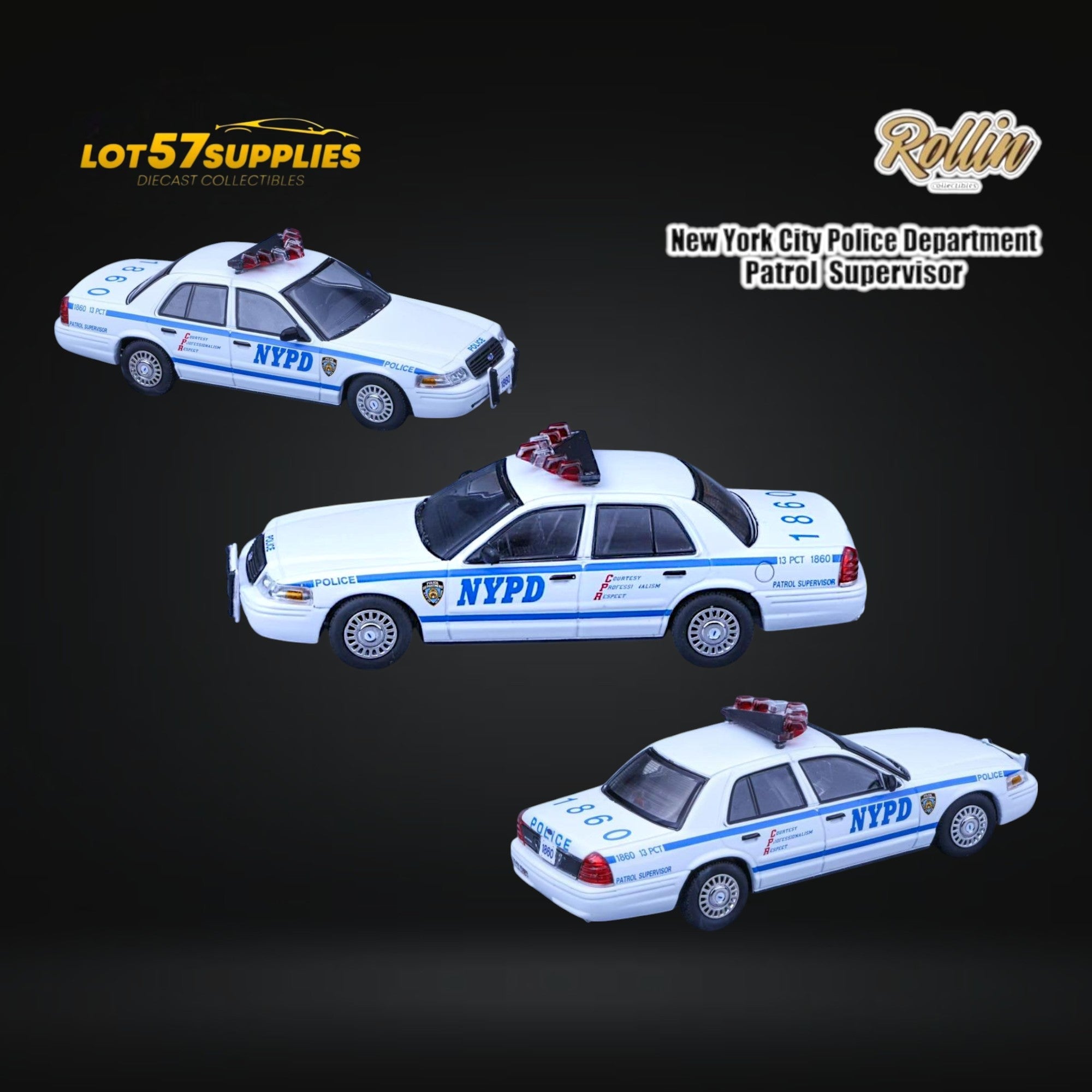 Rollin Ford Crown Victoria NYPD Patrol Supervisor 1:64 (ONLINE ORDER ONLY)