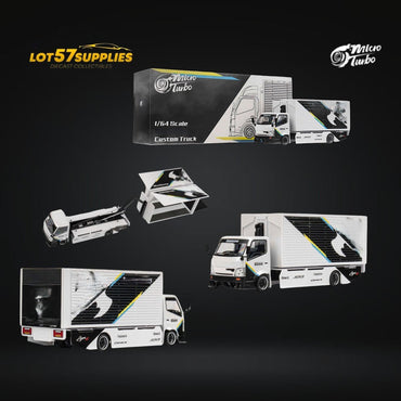 MicroTurbo HINO 300 Custom Box Truck White - Black Livery 1:64 (ONLINE ORDER ONLY)