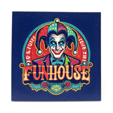 Joker's Funhouse Vintage 6x6 Sign made using LEGO parts (Online Order Only)