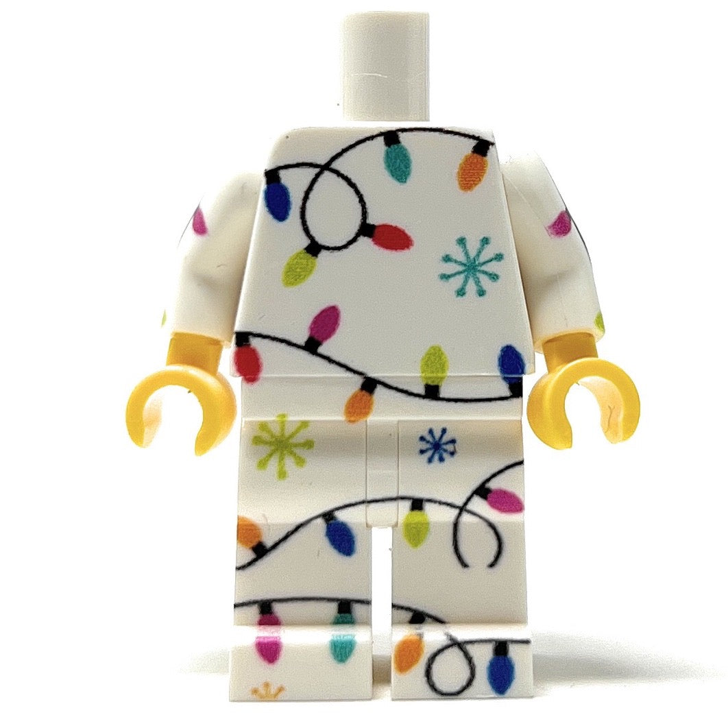 Christmas Lights PJs Minifig Body made using LEGO parts - B3 Customs (Online Order Only)
