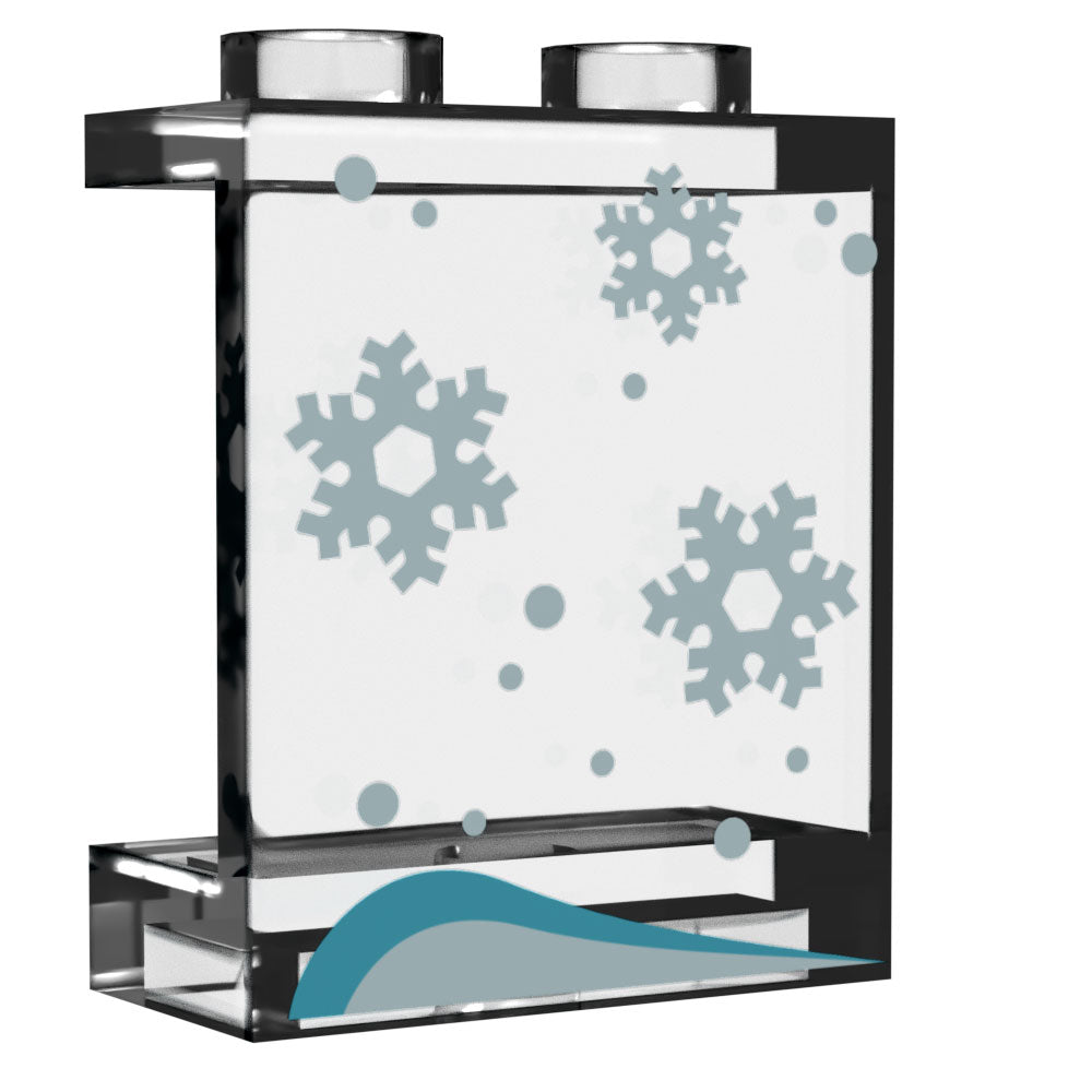 Window with Snow, Snowflakes - Custom Printed LEGO 1x2x2 Panel, B3 Customs (Online Order Only)