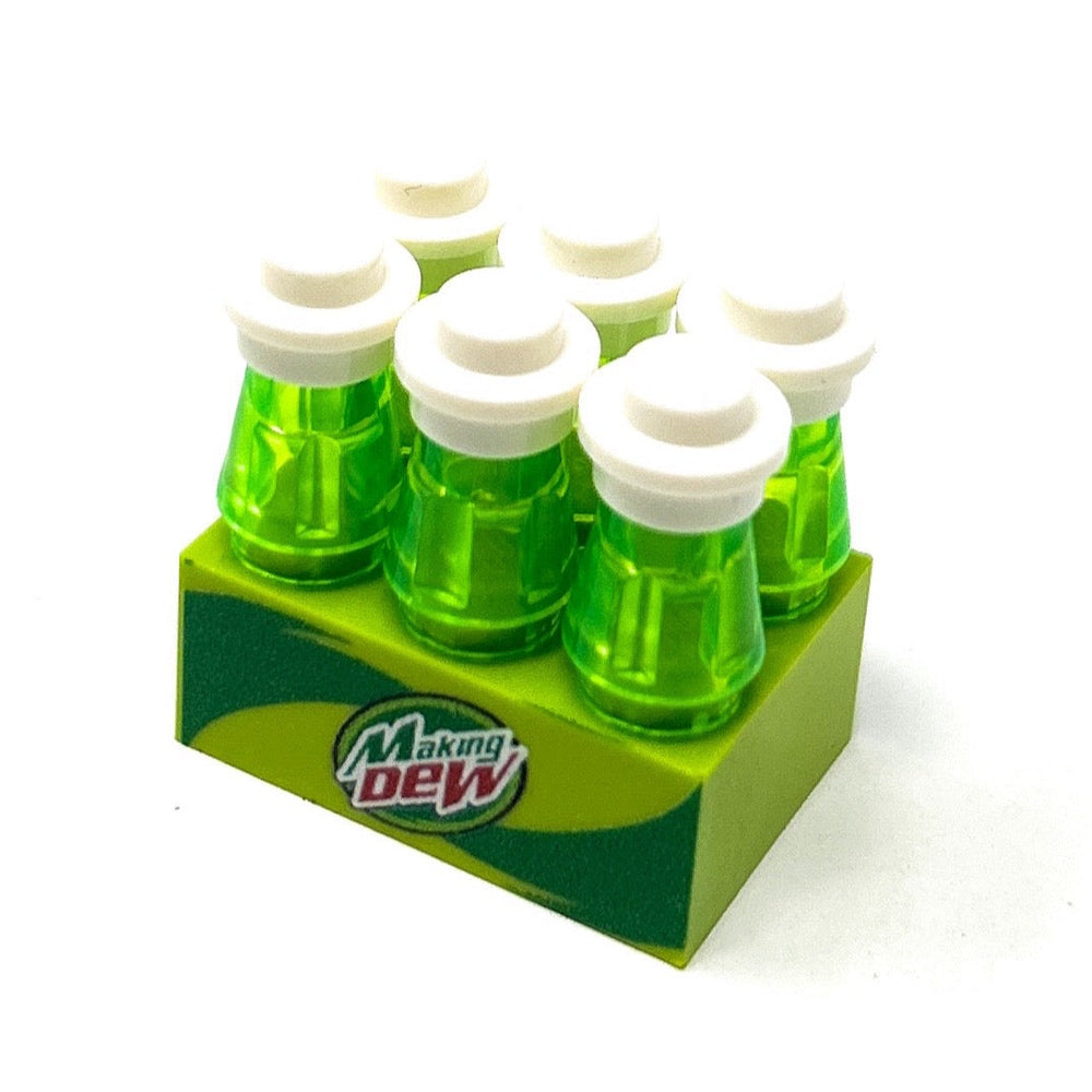 Custom 6-Pack of Making Dew Soda made using LEGO parts - B3 Customs (Online Order Only)