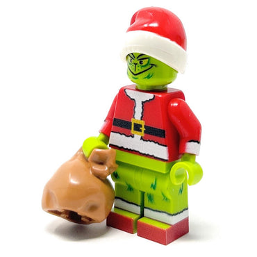 Custom Mean One Christmas Minifig made with LEGO parts - B3 Customs (Online Order Only)