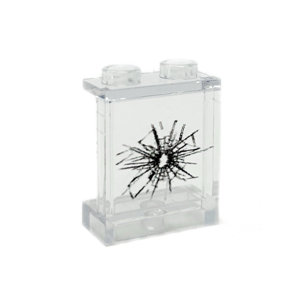 Window with Large Cracked Hole #1 - Custom Printed LEGO 1x2x2 Panel, B3 Customs (Online Order Only)