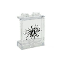 Window with Large Cracked Hole #1 - Custom Printed LEGO 1x2x2 Panel, B3 Customs (Online Order Only)
