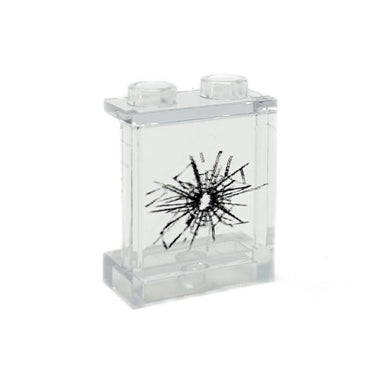 Window with Large Cracked Hole #1 - Custom Printed LEGO 1x2x2 Panel, B3 Customs (Online Order Only)