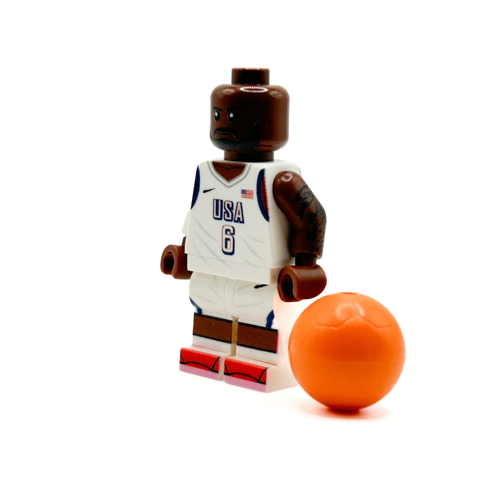 Lebron #6 USA Olympics (2024) Basketball Player Minifig made using LEGO parts - B3 Customs (Online Order Only)