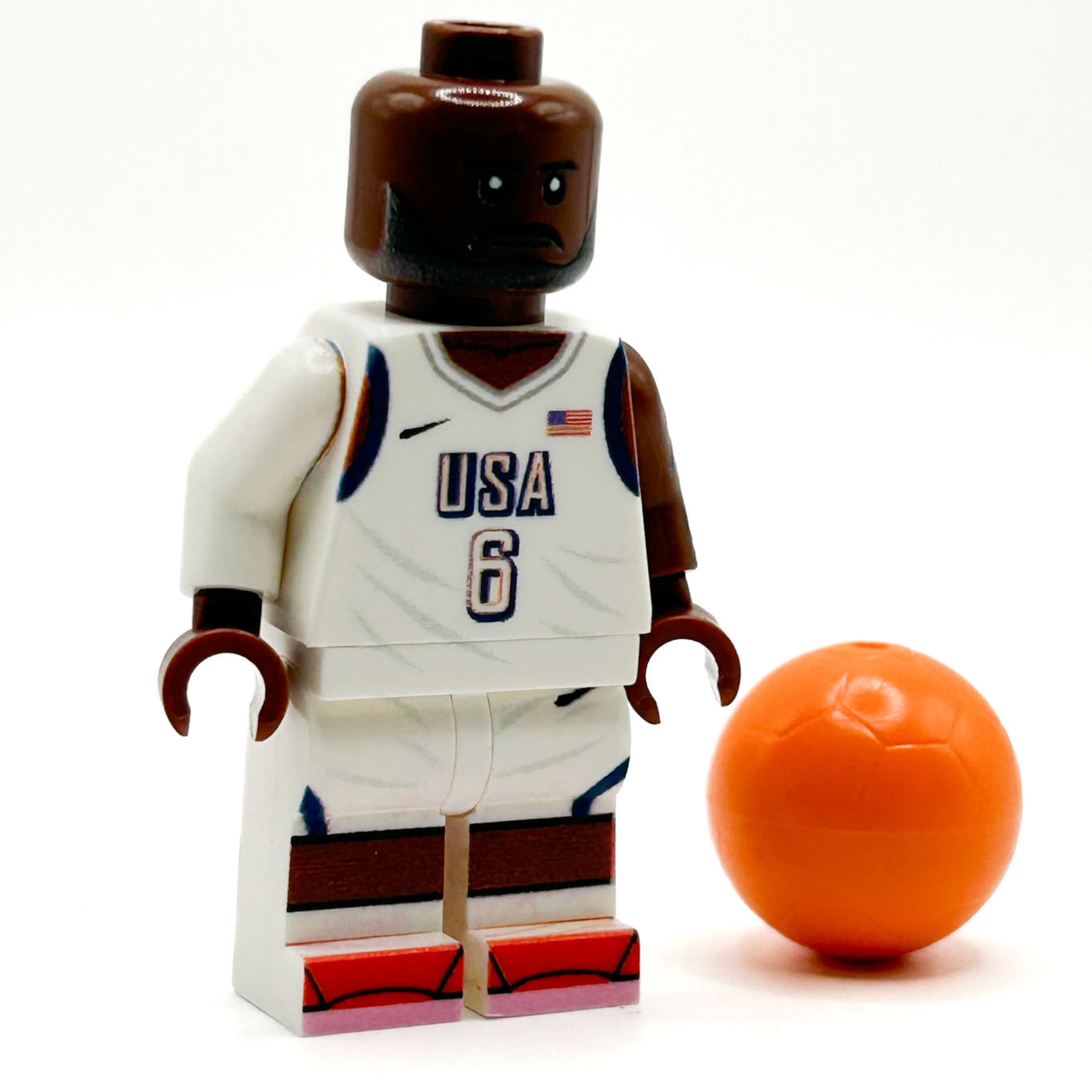 Lebron #6 USA Olympics (2024) Basketball Player Minifig made using LEGO parts - B3 Customs (Online Order Only)