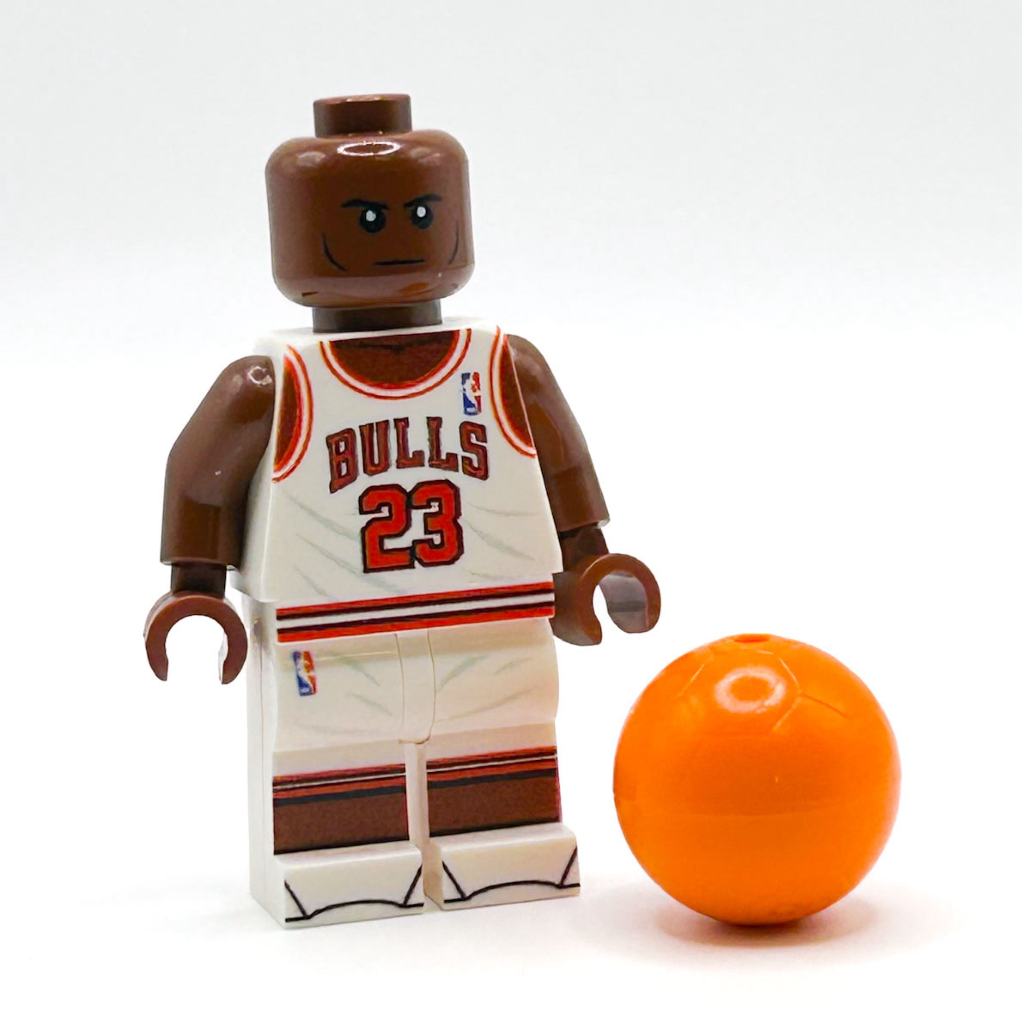 MJ #23 (White Jersey) Basketball Player Minifig made using LEGO parts - B3 Customs (Online Order Only)