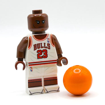 MJ #23 (White Jersey) Basketball Player Minifig made using LEGO parts - B3 Customs (Online Order Only)