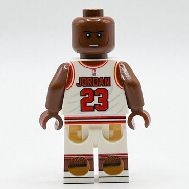 MJ #23 (White Jersey) Basketball Player Minifig made using LEGO parts - B3 Customs (Online Order Only)