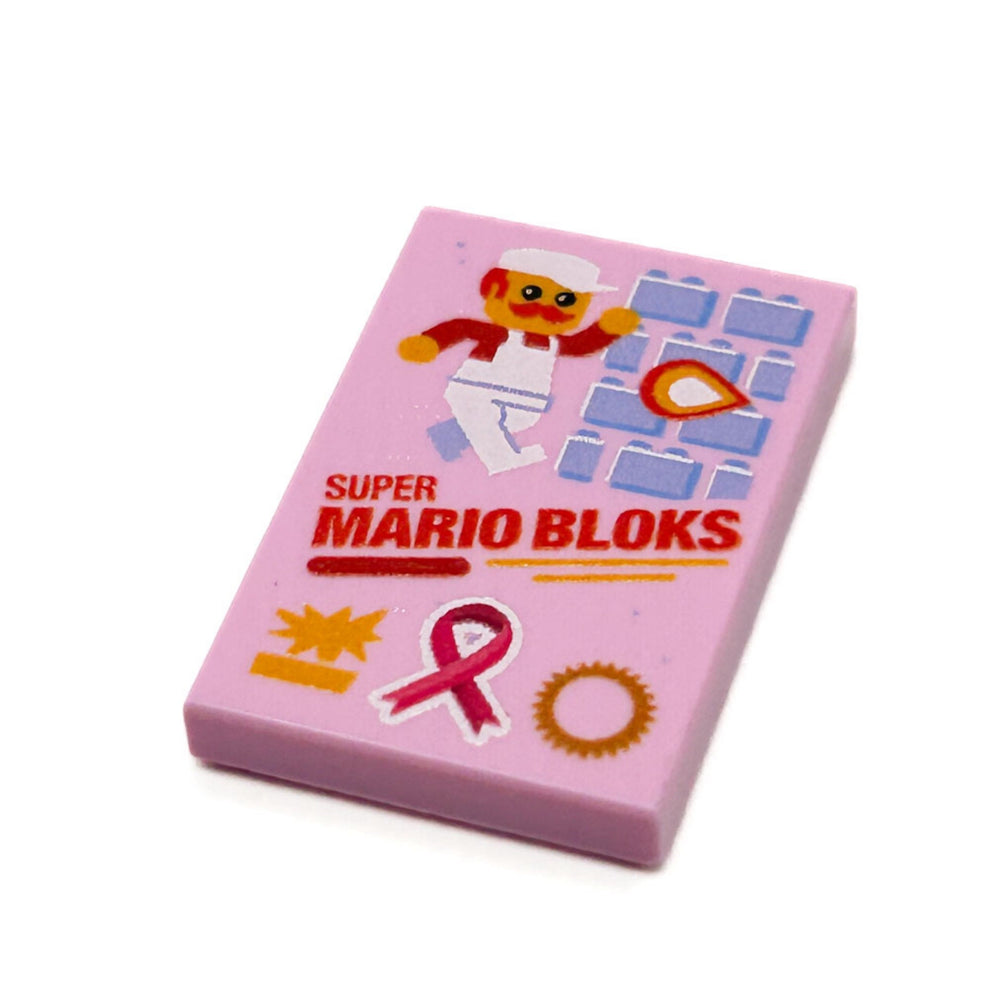Limited Production! Pink (Break Cancer Awareness) Custom Super Mario Bloks Video Game Cover (2x3 Tile) (Online Order Only)