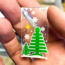 Classic Pine Tree Winter Village 4x6 Glass Window made with LEGO part - B3 Customs (Online Order Only)