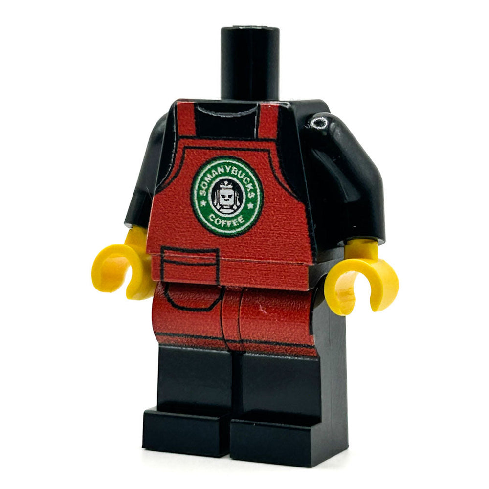 SoManyBucks Coffee Christmas Apron Barista Employee Minifig Body - B3 Customs (Online Order Only)