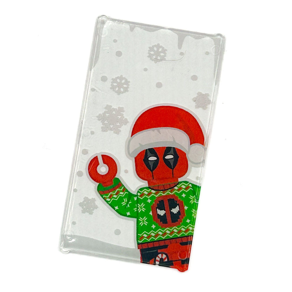 Christmas Deadpool Peek-A-Boo 4x6 Glass Window made with LEGO part - B3 Customs (Online Order Only)