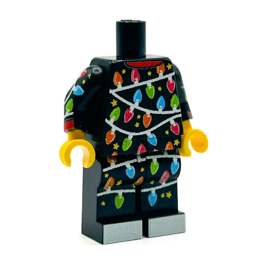 Classic Christmas Lights PJs on Black Minifig Body - B3 Customs (Online Order Only)