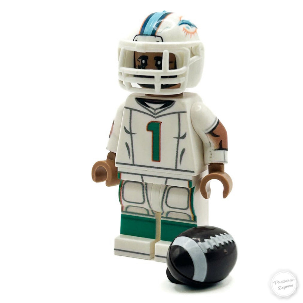 #1 QB Tua Dolphins Football Player Minifig - B3 Customs (Online Order Only)
