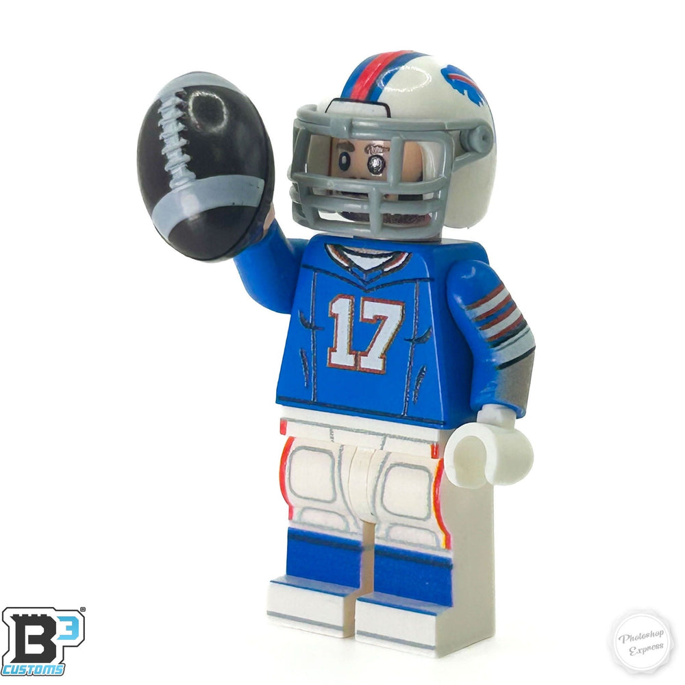 #17 QB Bills Football Player Minifig made using LEGO parts - B3 Customs (Online Order Only)