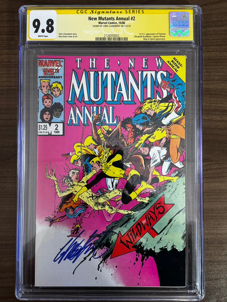 NEW MUTANTS ANNUAL #2 SIGNED BY CHRIS CLAREMONT 1ST APP OF US PSYLOCKE VAR CBCS 9.8 SS YELLOW LABEL [IN STOCK] (ONLINE ORDER ONLY)