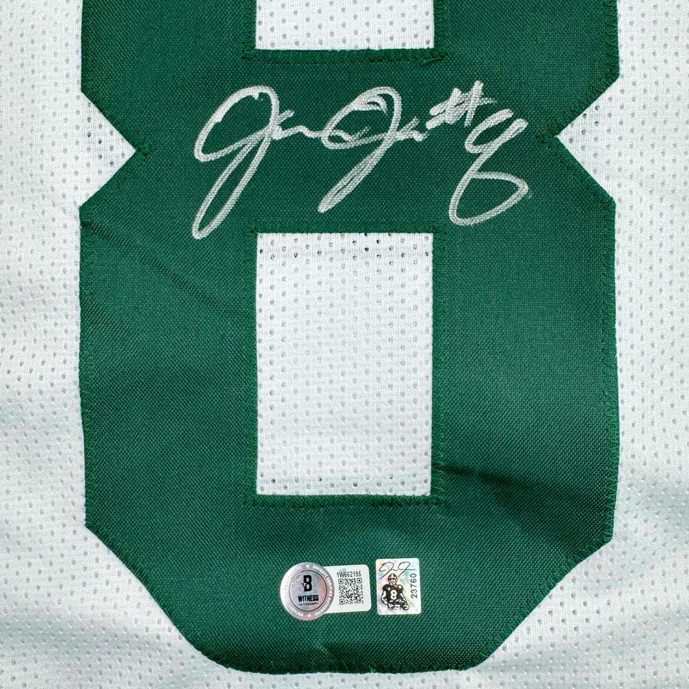 Autographed/Signed Josh Jacobs Green Bay White Football Jersey Beckett BAS COA
