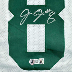 Autographed/Signed Josh Jacobs Green Bay White Football Jersey Beckett BAS COA