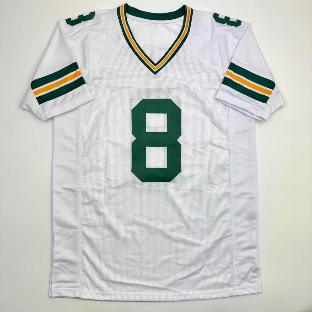 Autographed/Signed Josh Jacobs Green Bay White Football Jersey Beckett BAS COA