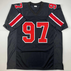 Facsimile Autographed Nick Bosa Ohio State Black Reprint Laser Auto College Football Jersey Size Men's XL (ONLINE ORDER ONLY)