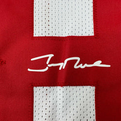 Facsimile Autographed Jerry Rice San Francisco White Reprint Laser Auto Football Jersey Size Men's XL (ONLINE ORDER ONLY)