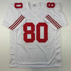 Facsimile Autographed Jerry Rice San Francisco White Reprint Laser Auto Football Jersey Size Men's XL (ONLINE ORDER ONLY)