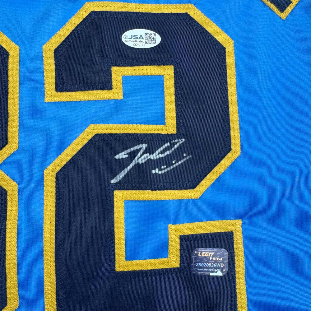 Autographed/Signed Jacob Misiorowski Milwaukee Blue Baseball Jersey JSA COA