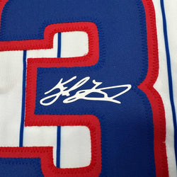 Facsimile Autographed Kyle Tucker Chicago Pinstripe Reprint Laser Auto Baseball Jersey Size Men's XL (ONLINE ORDER ONLY)