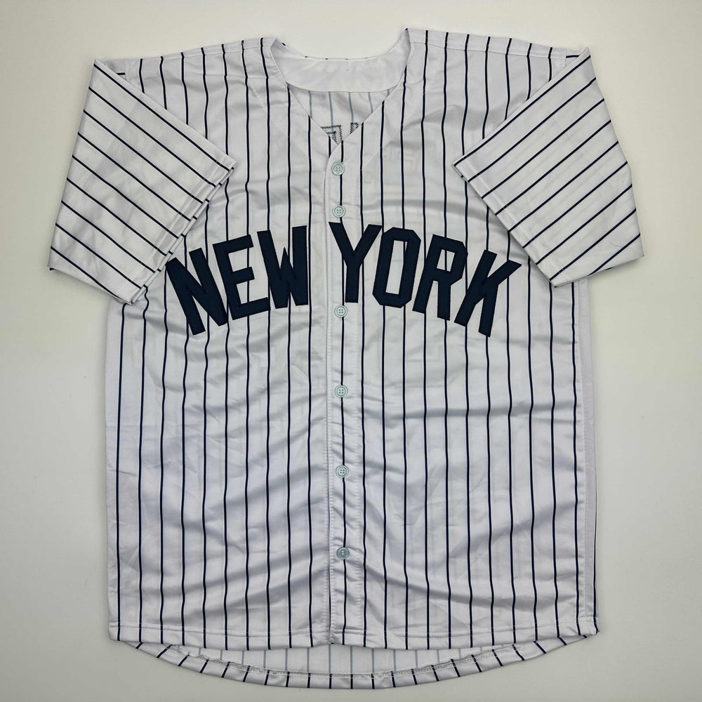 Facsimile Autographed Max Fried New York Pinstripe Reprint Laser Auto Baseball Jersey Size Men's XL (ONLINE ORDER ONLY)