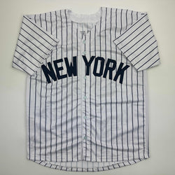 Facsimile Autographed Max Fried New York Pinstripe Reprint Laser Auto Baseball Jersey Size Men's XL (ONLINE ORDER ONLY)