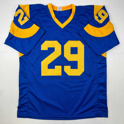 Facsimile Autographed Eric Dickerson Los Angeles LA Royal Blue Retro Reprint Laser Auto Football Jersey Size Men's XL (ONLINE ORDER ONLY)