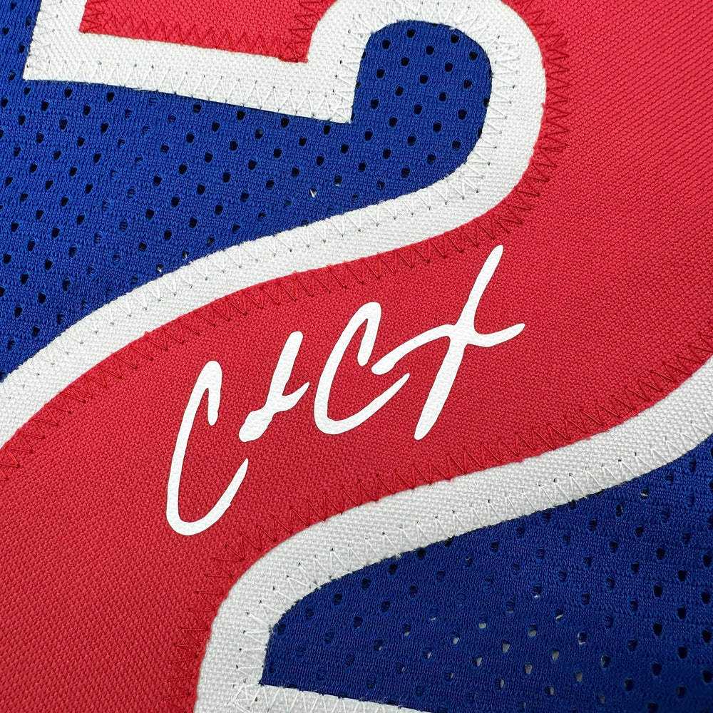 Facsimile Autographed Cade Cunningham Detroit Blue Reprint Laser Auto Basketball Jersey Size Men's XL (ONLINE ORDER ONLY)