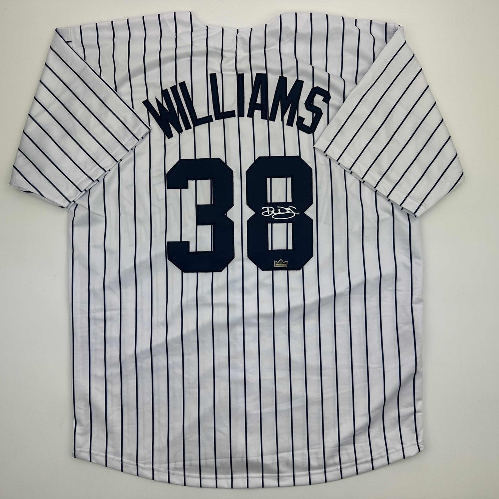 Facsimile Autographed Devin Williams New York Pinstripe Reprint Laser Auto Baseball Jersey Size Men's XL (ONLINE ORDER ONLY)