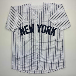 Facsimile Autographed Devin Williams New York Pinstripe Reprint Laser Auto Baseball Jersey Size Men's XL (ONLINE ORDER ONLY)