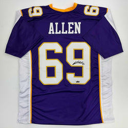 Facsimile Autographed Jared Allen Minnesota Purple Reprint Laser Auto Football Jersey Size Men's XL (ONLINE ORDER ONLY)