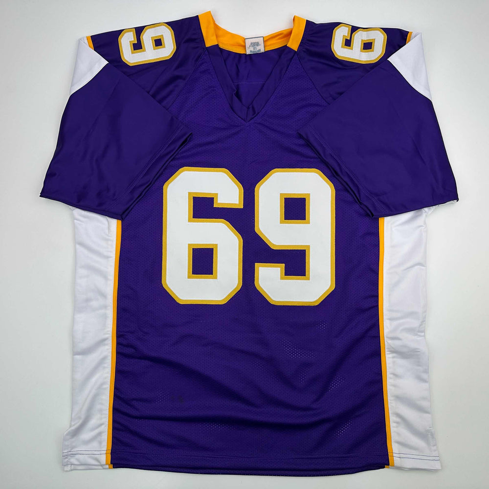 Facsimile Autographed Jared Allen Minnesota Purple Reprint Laser Auto Football Jersey Size Men's XL (ONLINE ORDER ONLY)