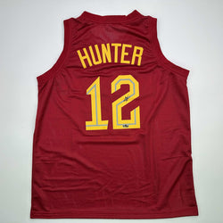 Facsimile Autographed De’Andre Hunter Cleveland Red Reprint Laser Auto Basketball Jersey Size Men's XL (ONLINE ORDER ONLY)