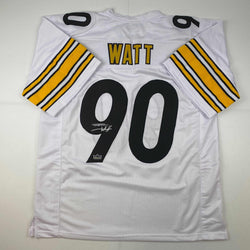 Facsimile Autographed T.J. TJ Watt Pittsburgh White Reprint Laser Auto Football Jersey Size Men's XL (ONLINE ORDER ONLY)
