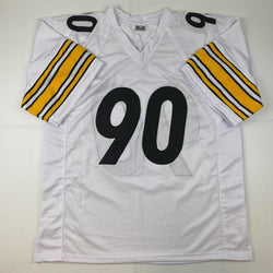 Facsimile Autographed T.J. TJ Watt Pittsburgh White Reprint Laser Auto Football Jersey Size Men's XL (ONLINE ORDER ONLY)